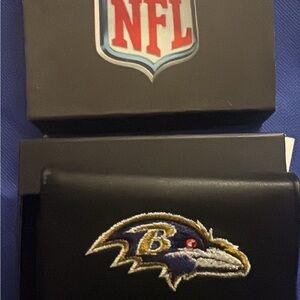 NFL Black Wallet with Embroidered Team Logo